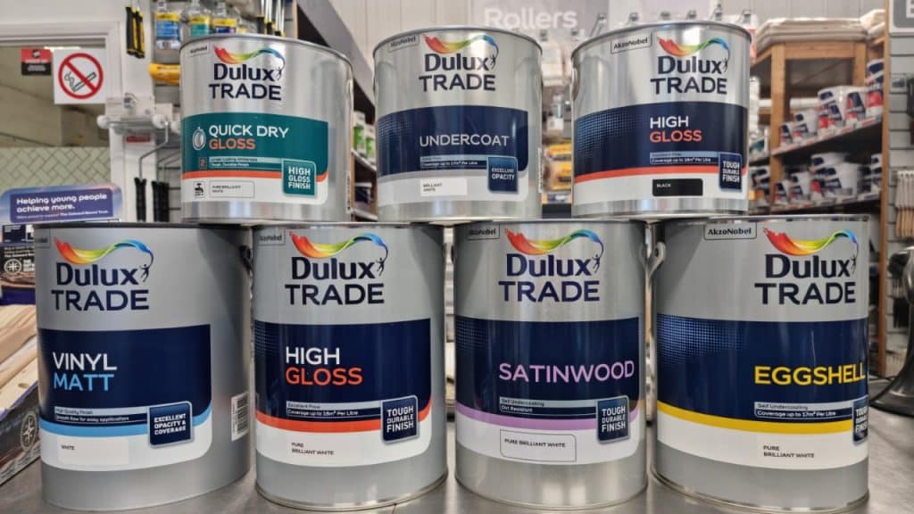 a collection of Dulux Paint products ready to review