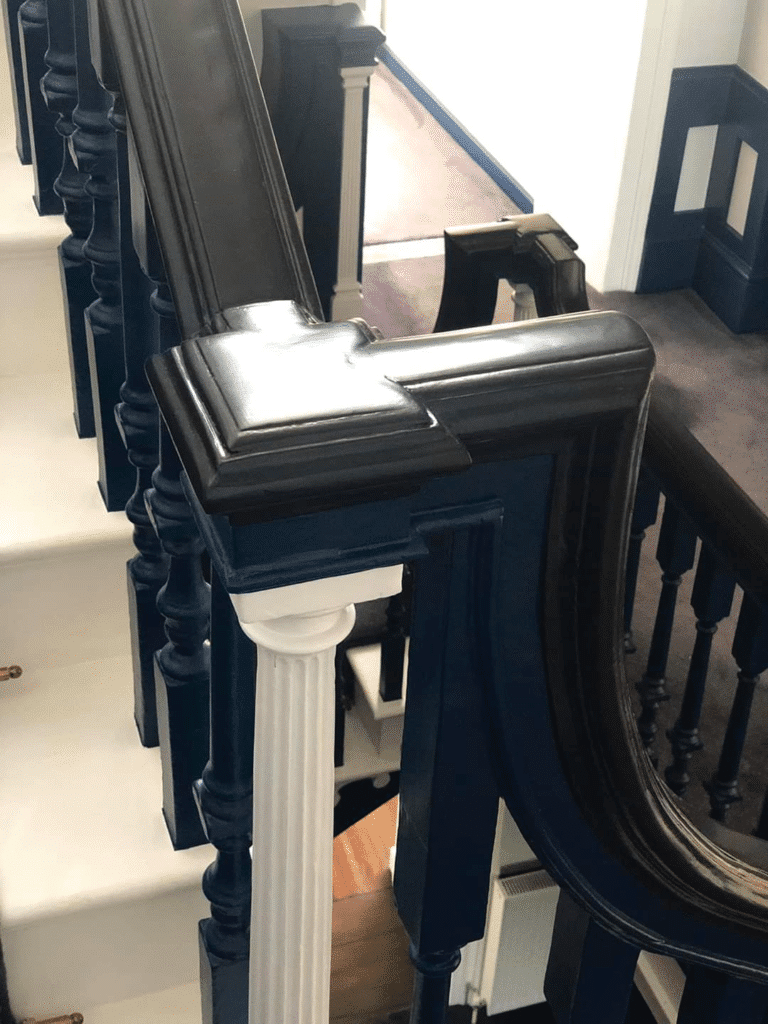 Painted handrails with varnish to make them more durable