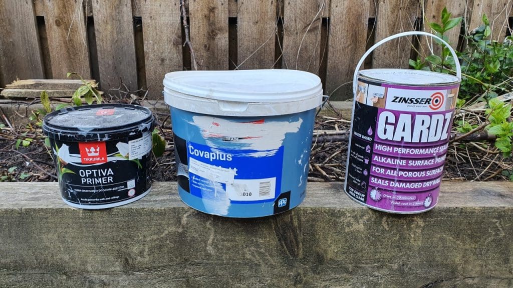 Some paint primers used for interior walls and ceilings