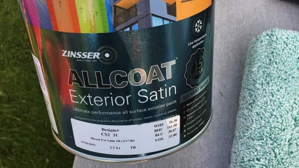 Zinssewr Allcoat satin. A solvent based all-purpose paint designed for use internally or externally