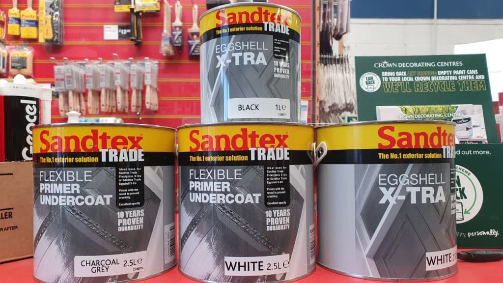 Sandtex Xra exterior eggshell from Crown Trade.