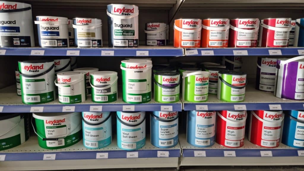 Leyland Acrylic Eggshell on shelves