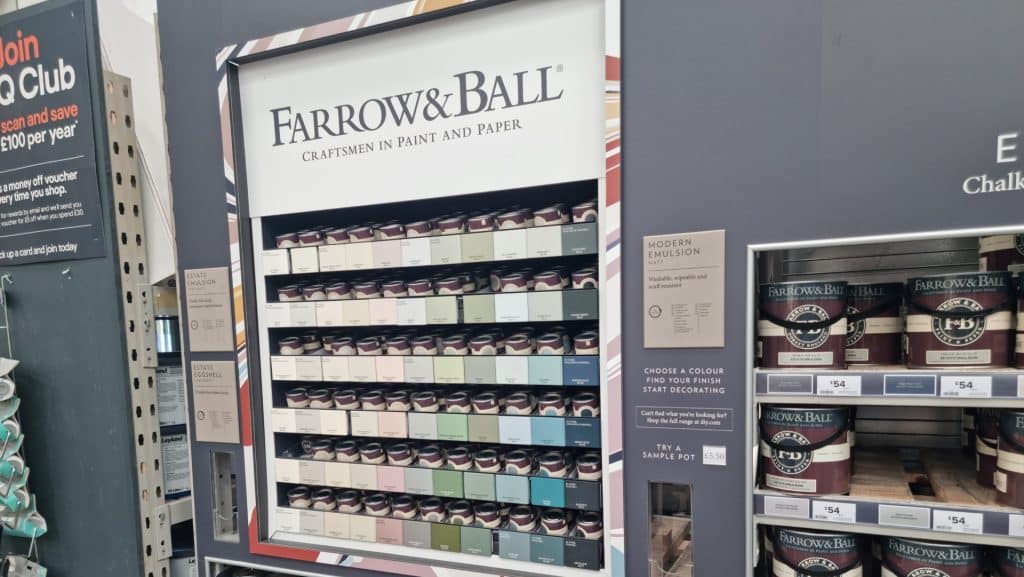 Luxury Designer Farrow and Ball Paint on a Stand