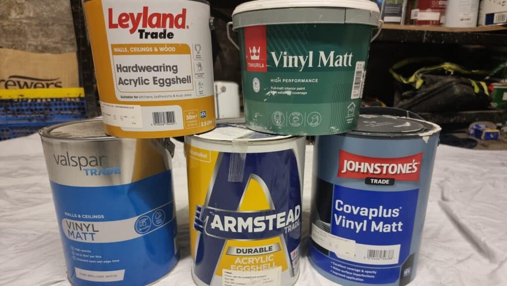 A collection of vinyl matt and acrylic eggshell paints