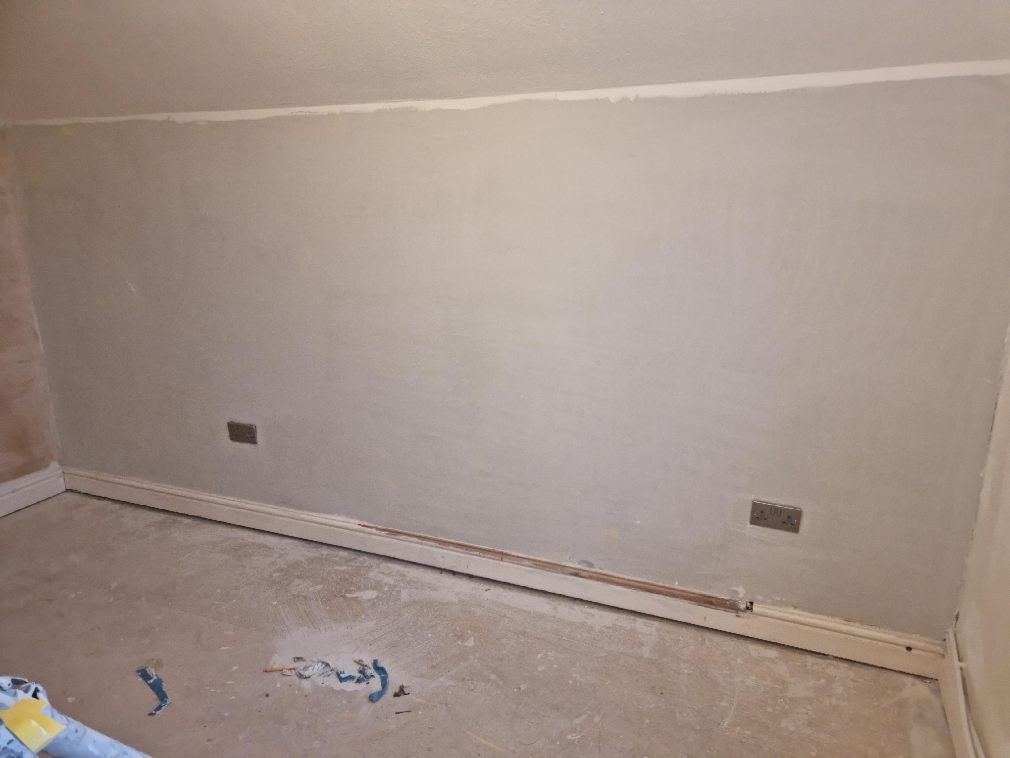 a skimmed wall which can now be painted