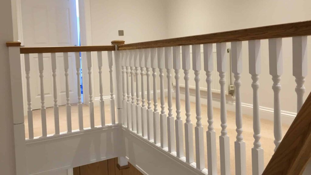 Woodwork paint on spindles in a landing
