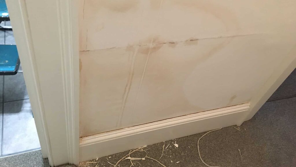 Water stains on a wall than needs to be painted