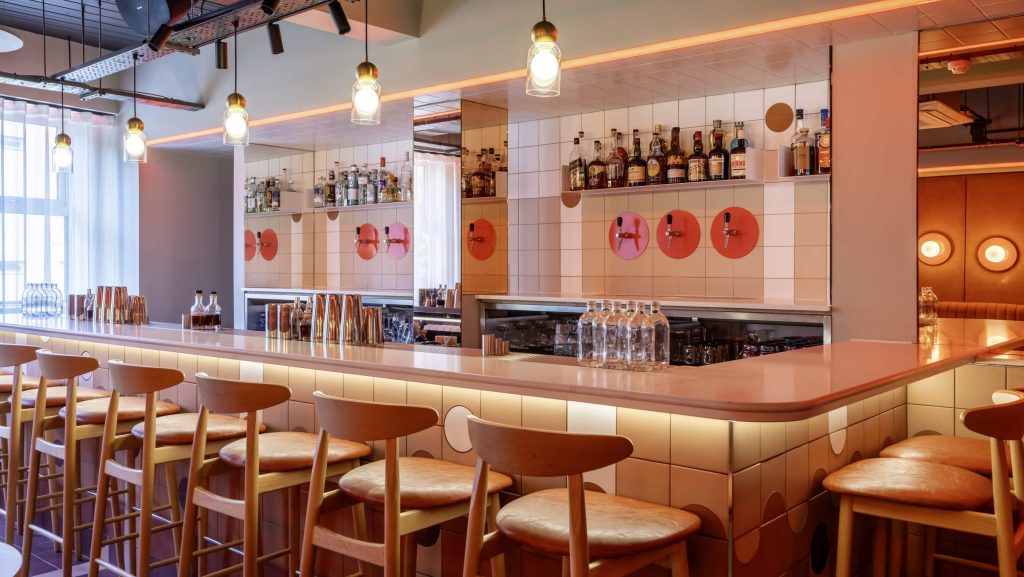 cocktail bar decorated using Crown Paints