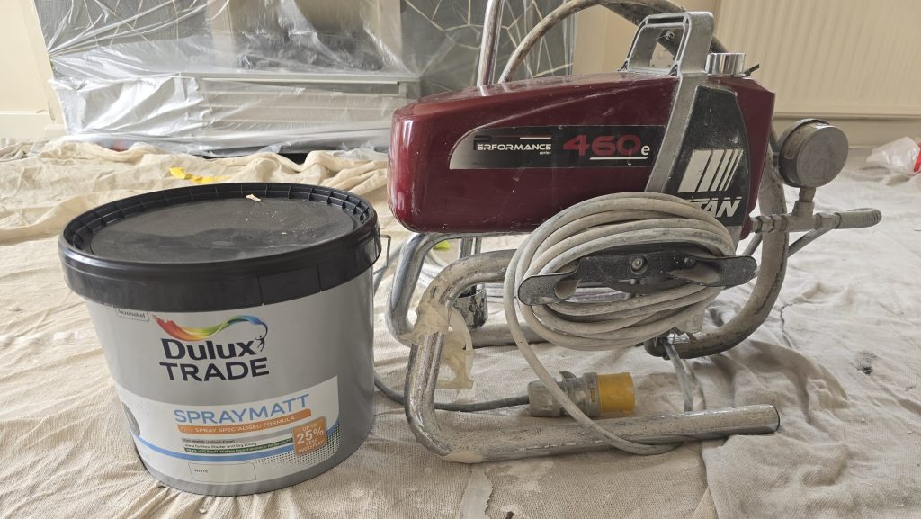 Titan 460e sprayer and Dulux Spraymatt contract matt