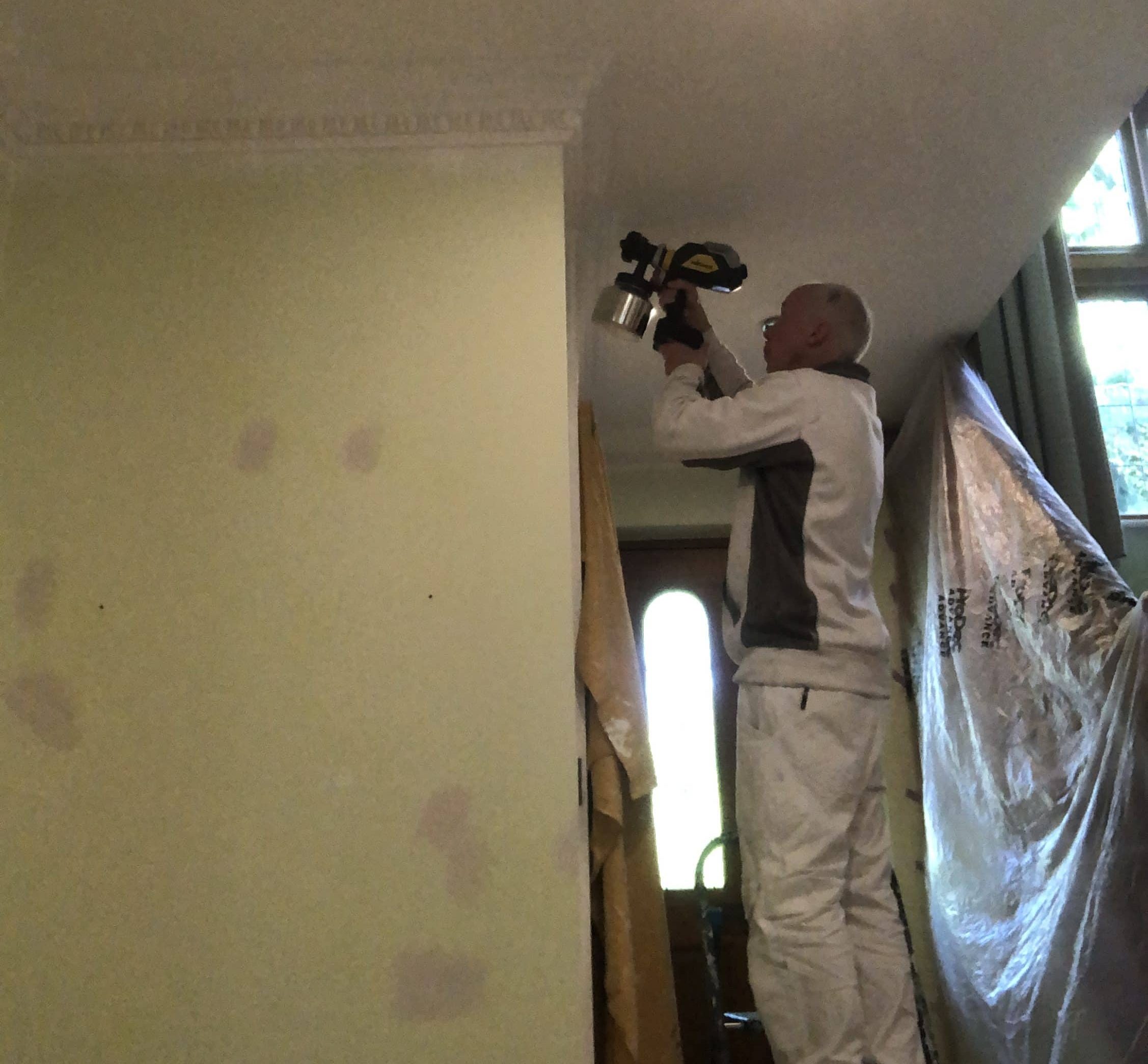 Decorator Spraying Cornice